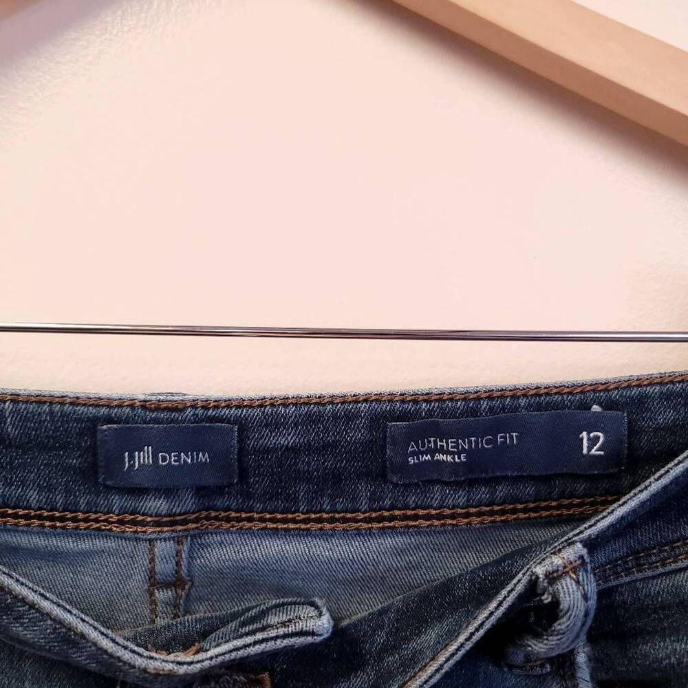 J Jill Denim Slim Ankle Jeans Size 12 Women's Pants Jean Authentic Fit Blue Jean - Picture 2 of 6
